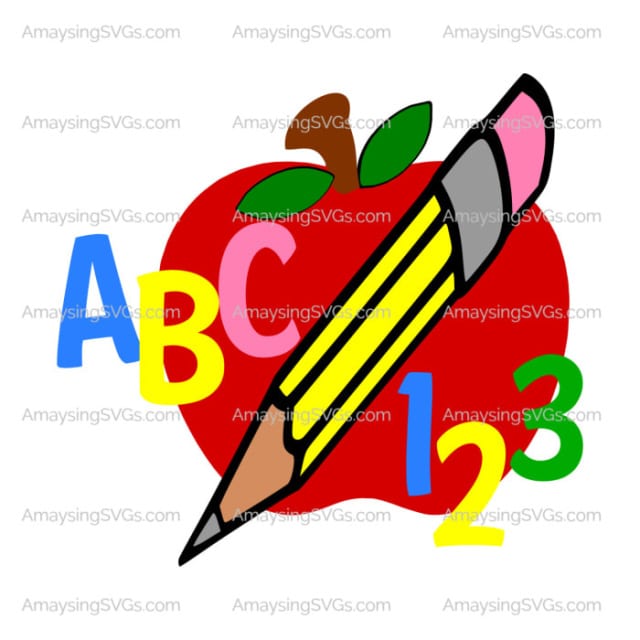 ABC 123 Back to School Apple SVG
