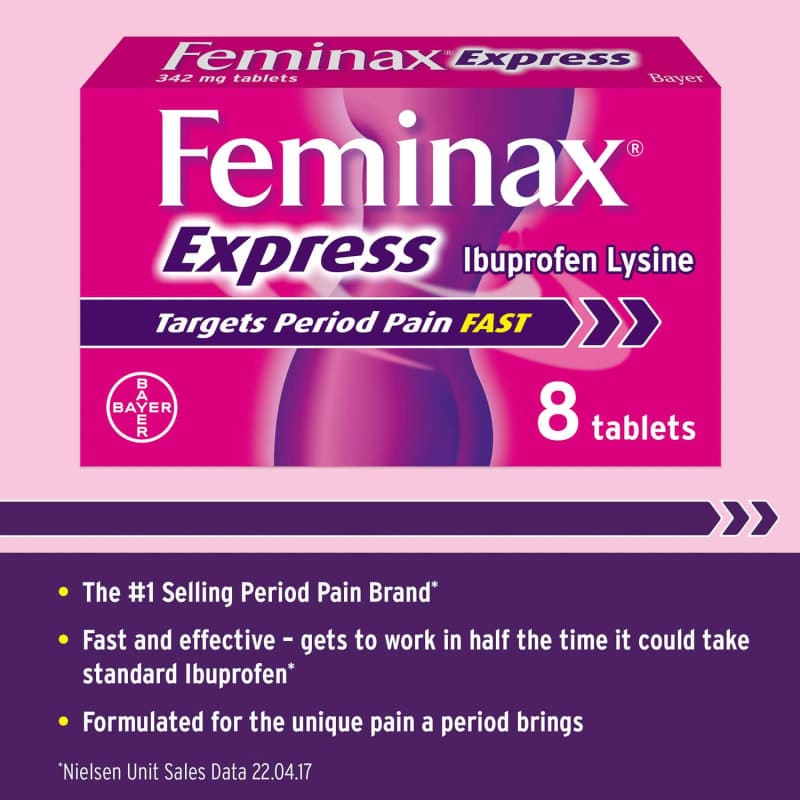 Feminax Express Period Pain &  Cramps Tablets 8pk