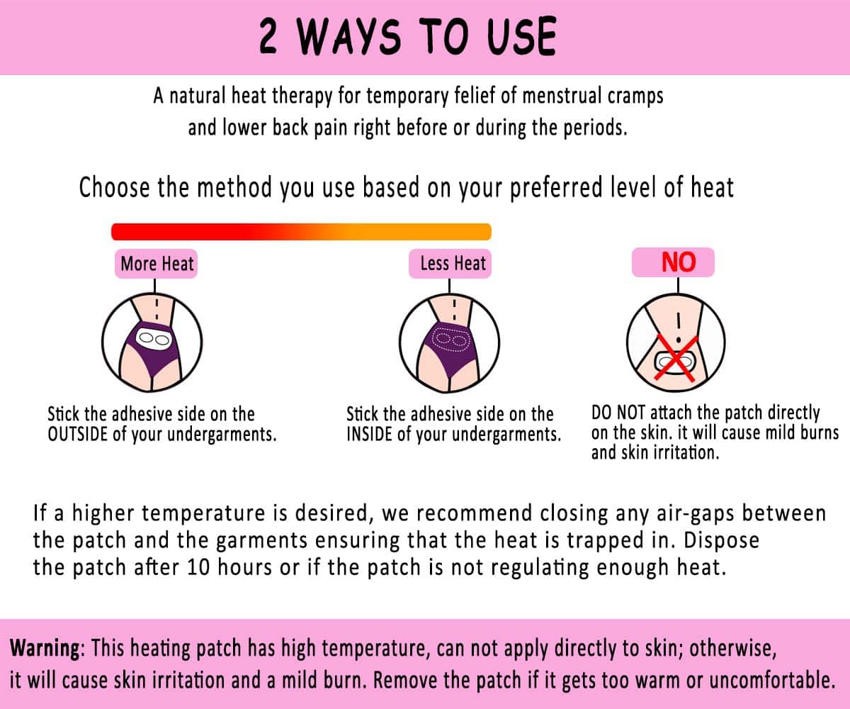 Menstrual Cramps and Period Pain Relief Heat Patches by Care me ...