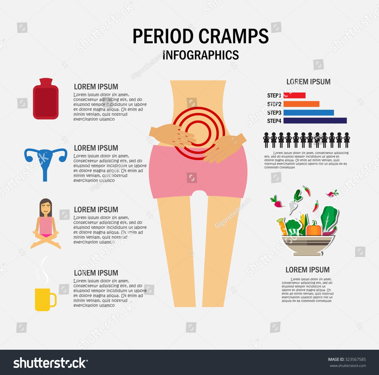 Period Cramps Concept Infographics Vector Illustration Stock Vector ...