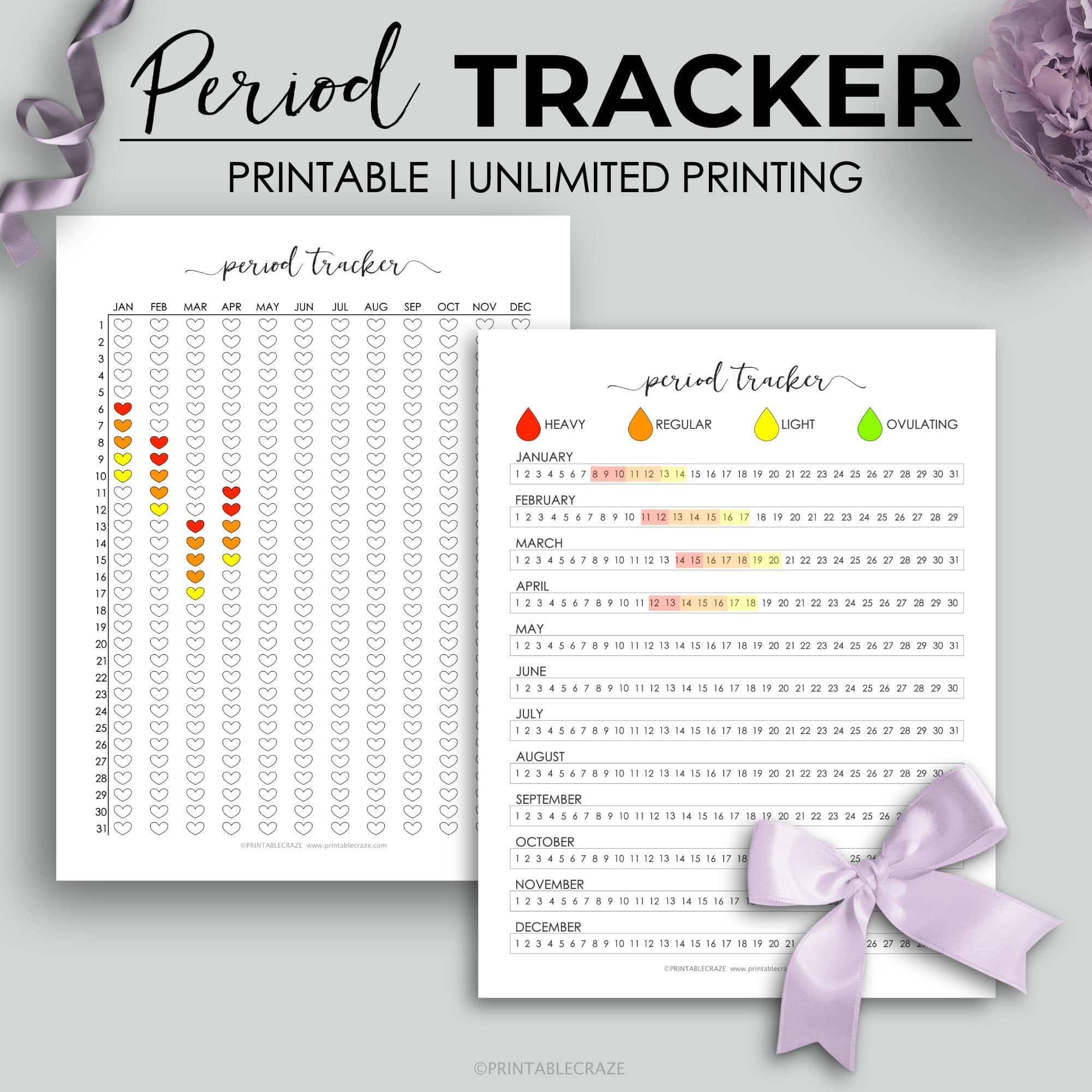 Printable Period Tracker Menstrual Cycle Tracker Period