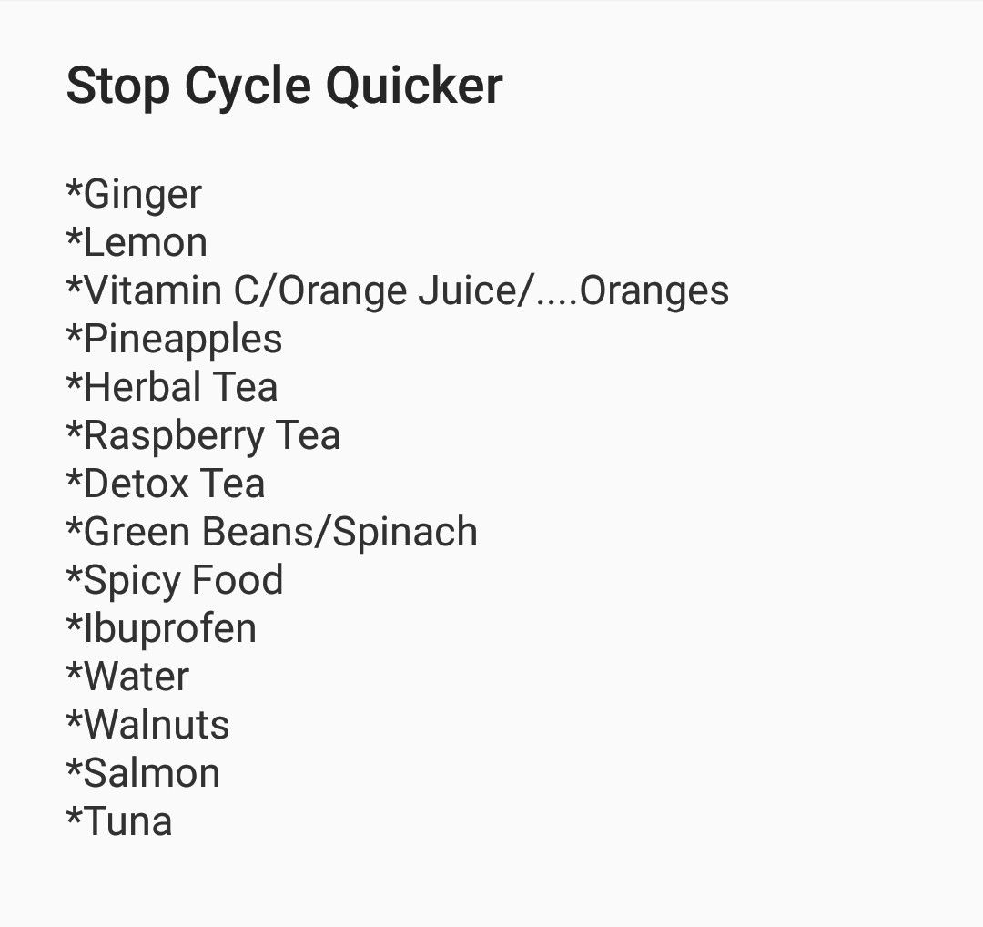 Things to eat to make your menstrual cycle lighter or shorter.